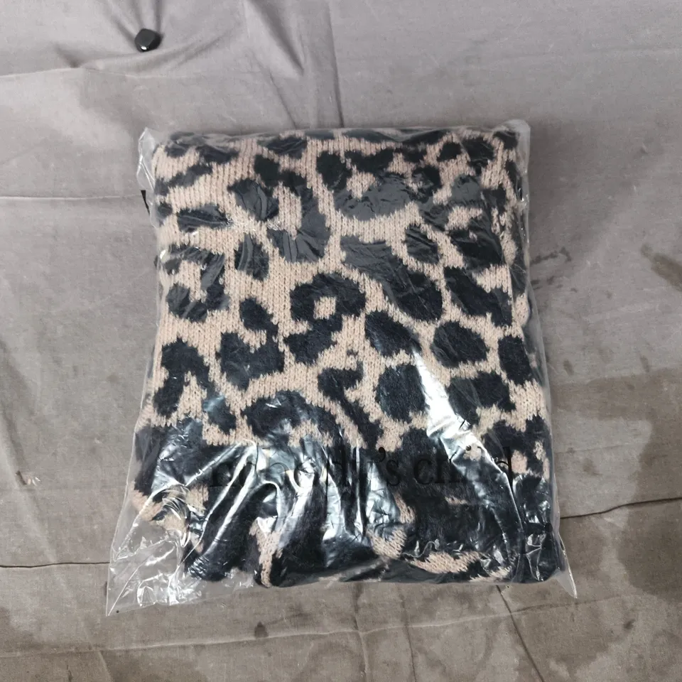 BAGGED NOBODY'S CHILD LEOPARD JAQUARD TIE FRONT CARDIGAN SIZE UK S