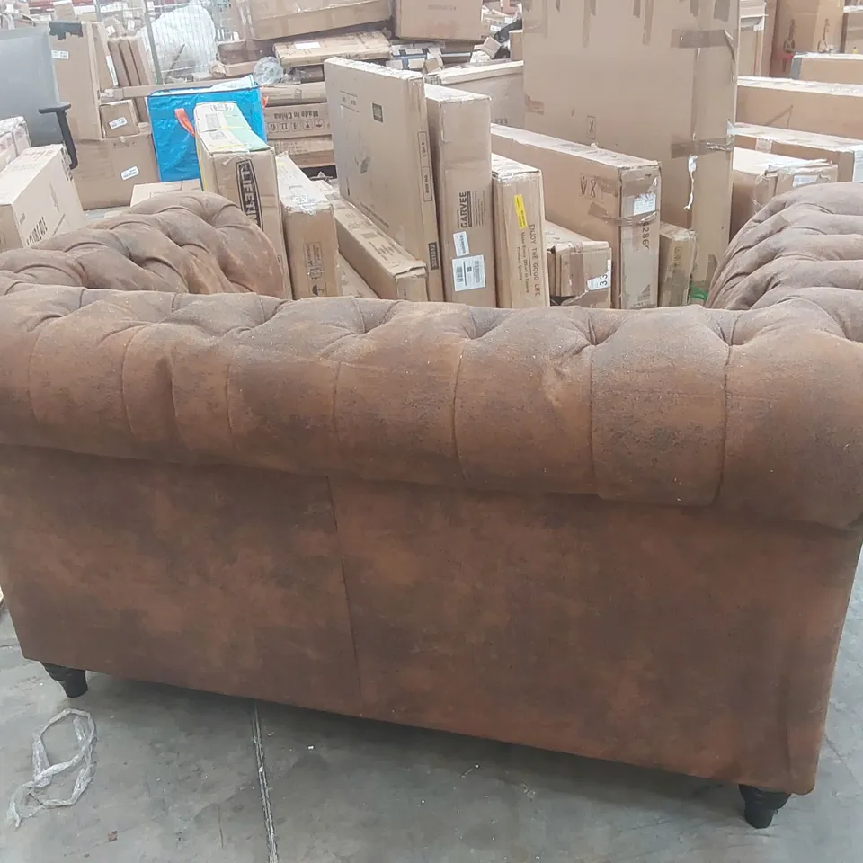 LITTLEHAMPTON 2 SEATER FAUX LEATHER CHESTERFIELD SOFA COLOUR: COGNAC