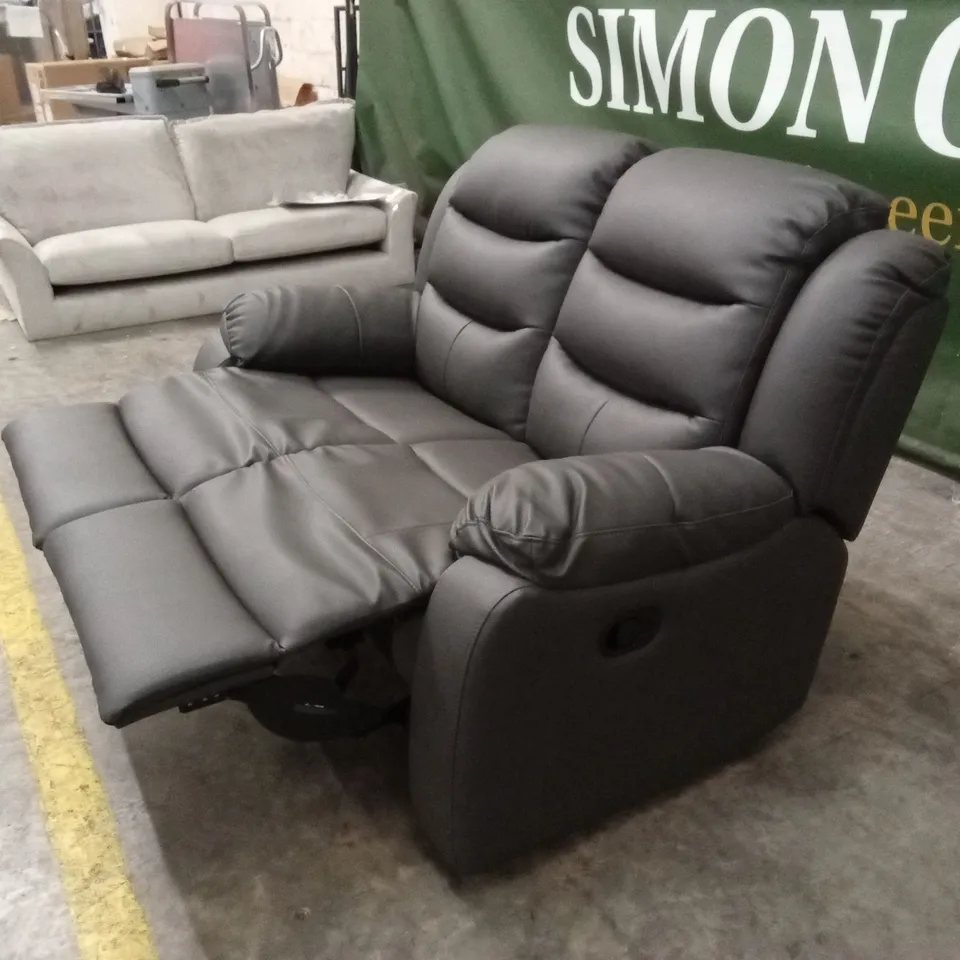 ROTHBURY LUXURY FAUX LEATHER HIGH BACK 2 SEATER MANUAL RECLINER SOFA  - CHARCOAL RRP £629