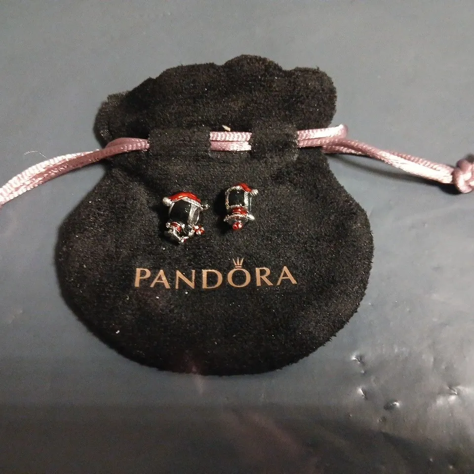 PANDORA MINNIE MOUSE CHARM SET – 2 SILVER-TONE ENAMEL CHARMS WITH RED ACCENTS