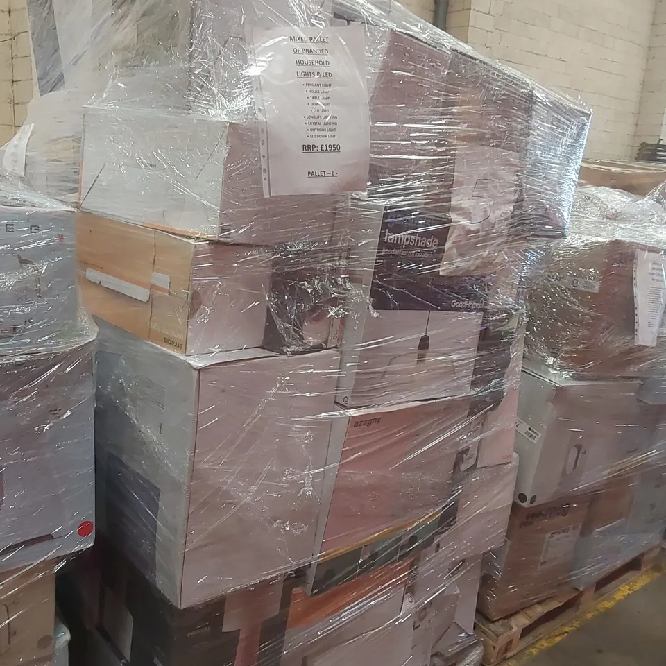 PALLET CONTAINING A LARGE QUANTITY OF BRANDED HOUSEHOLD LIGHTS