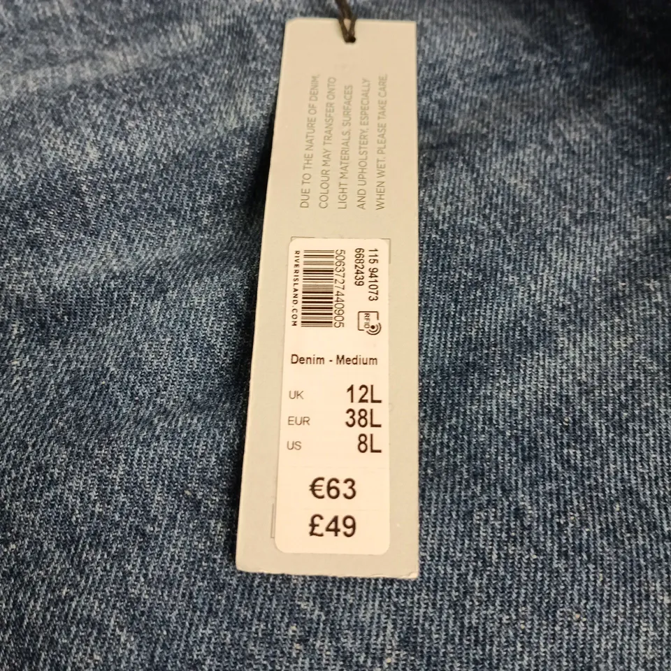RIVER ISLAND DENIM JEANS 90S STRAIGHT UK 12L
