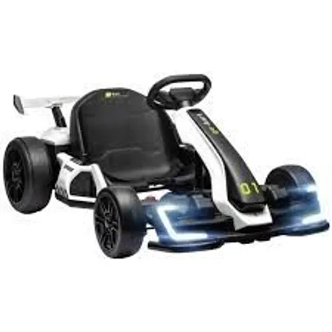BOXED HOMCOM 24V ELECTRIC GO KART FOR KIDS WITH ADJUSTABLE SEAT FOR 6-12 YEARS - WHITE (1 BOX)