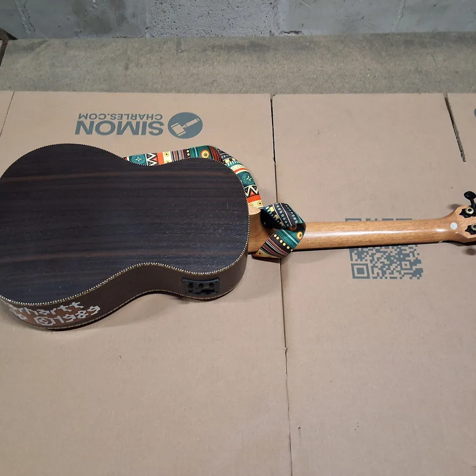 CARAMEL ACOUSTIC-ELECTRIC GUITAR WITH BUILT-IN PICKUP SYSTEM