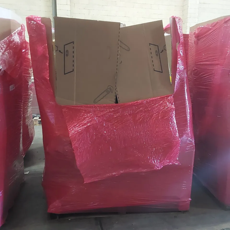 PALLET OF ASSORTED ITEMS INCLUDING: POP-UP CANOPY, RETRACTABLE SAFETY GATE, KITCHEN TAPS, AQUARIUM LIGHT, SPIRIT LEVEL ECT