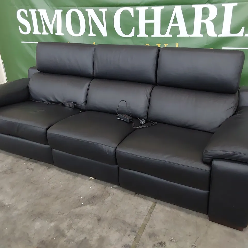 QUALITY ITALIAN DESIGNER RICCARDO POWER RECLINING FOUR SEATER SOFA BLACK LEATHER 