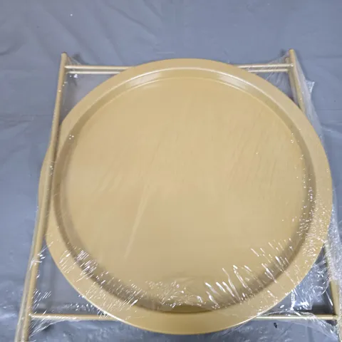 Round gold effect circular table top with metal frame 