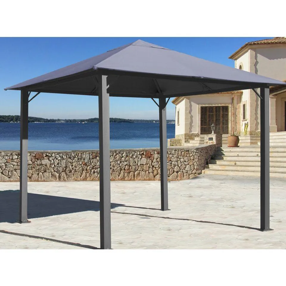 3M × 3M ALUMINIUM PATIO GAZEBO ROOF - GREY