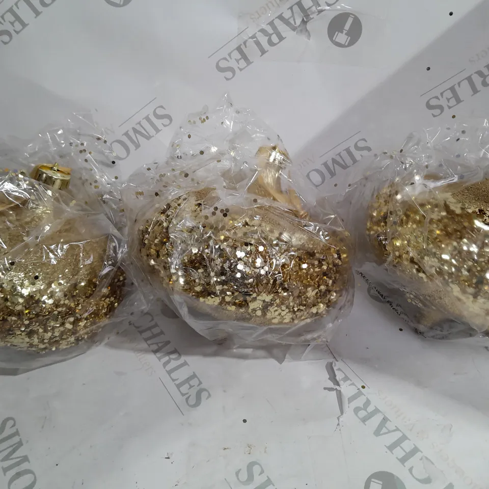 BOXED ALISON CORK SET OF 6 GLITTER ELLIPSE BAUBLES  