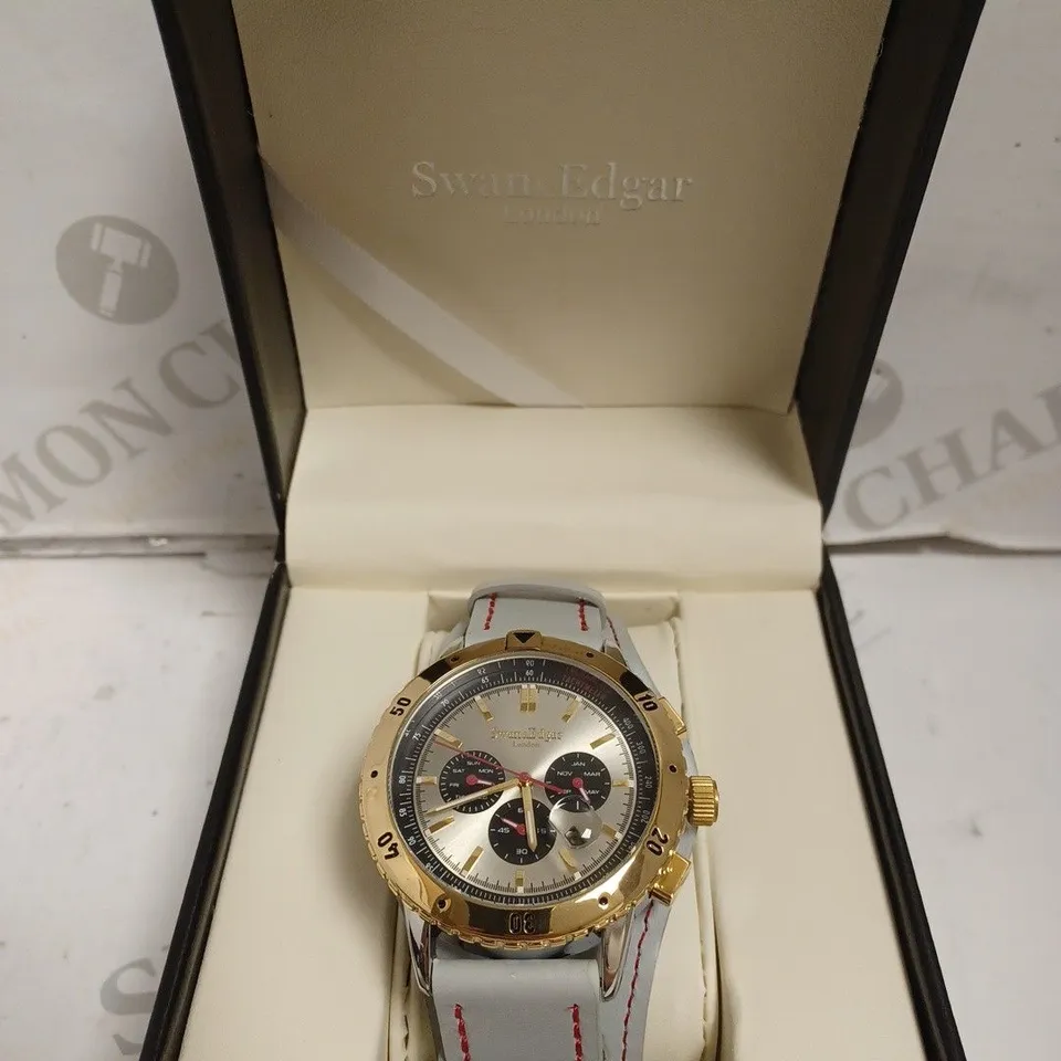 BOXED SWAN AND EDGAR WATCH - DISCERN AUTOMATIC - WATER RESISTANT 3 ATM - LEATHER STRAP - SUB DIAL. 