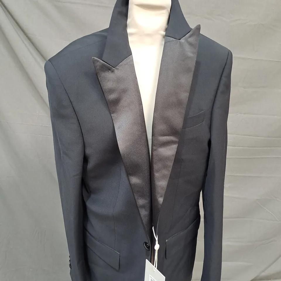 MOSS BLACK SUIT JACKET SIZE 40 R AND SUIT PANTS SIZE 32 R 