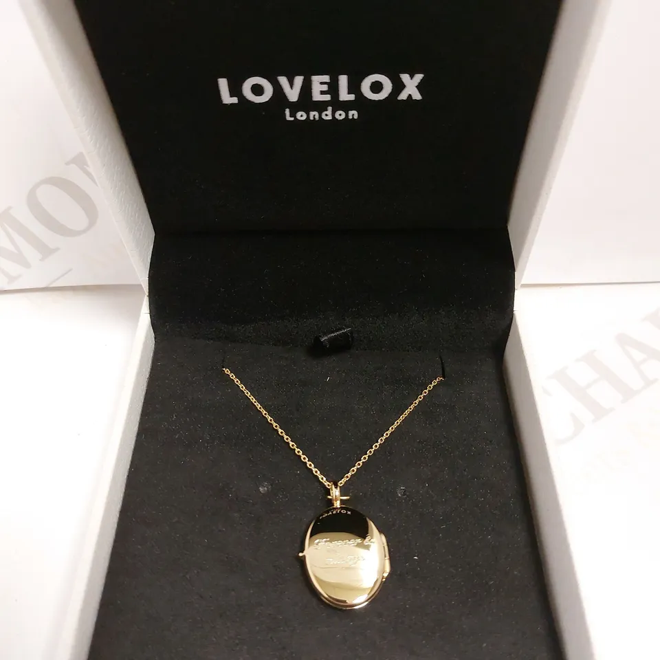 BOXED LOVELOX GOLD EFFECT `FOREVER & ALWAYS` LOCKET NECKLACE