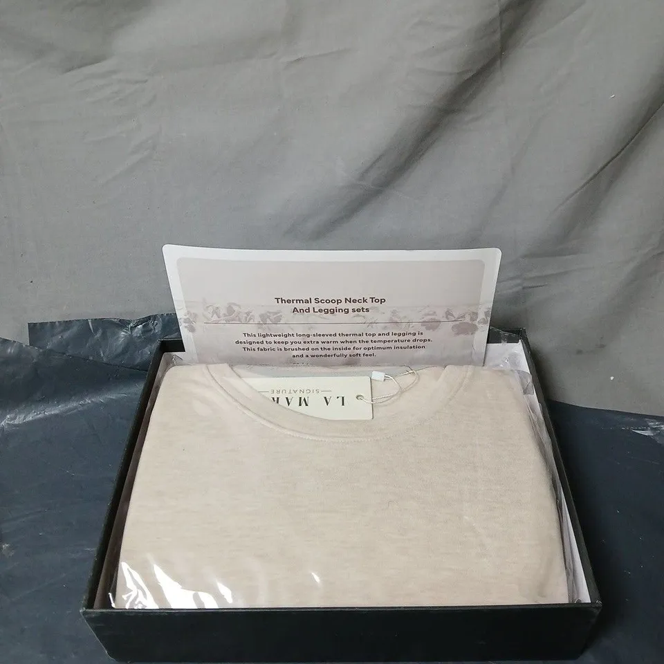 LA MAREY SIGNATURE THERMAL SCOOP NECK TOP AND LEGGINGS SET IN BOX MEDIUM