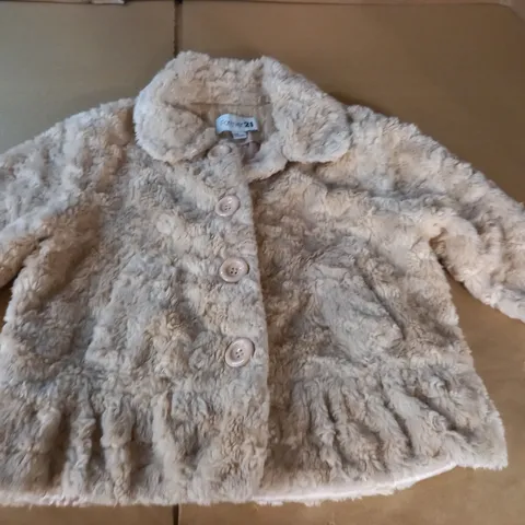 FOREVER 21 BEIGE FAUX FUR COAT - M