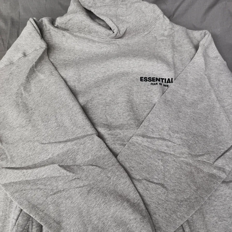 ESSENTIALS HOODIE IN GREY SIZE LARGE