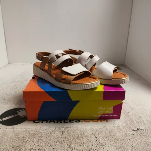 ADESSO WHITE SANDALS WITH BROWN STRAPS BOXED SIZE 39