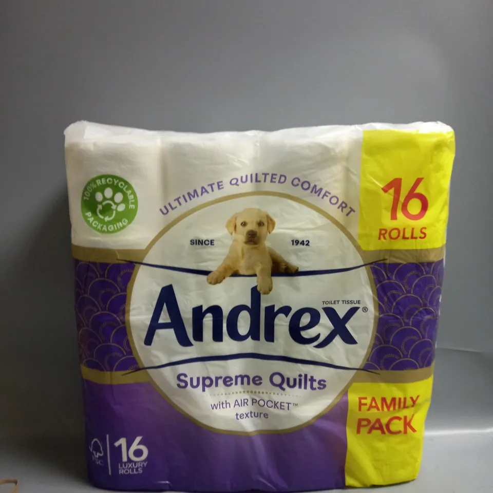 PACK OF 16 ANDREX SUPREME QUILTS TOILET ROLLS