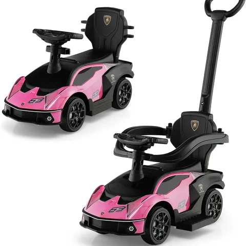 BOXED KIDS LICENSED LAMBORGHINI RIDE ON CAR WITH PUSH HANDLE - PINK