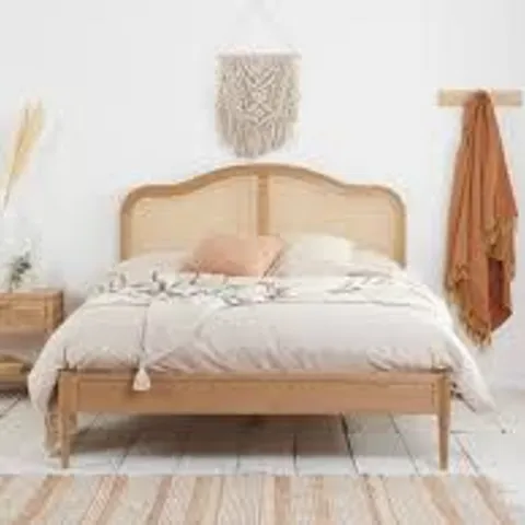 BOXED BIRLEA LEONIE DOUBLE SIZE RATTAN BED - OAK (2 BOXES)