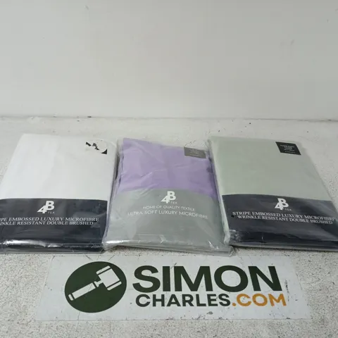 SET OF 3 ASSORTED 4BTEX FITTED SHEETS TO INCLUDE SUPER KING GREEN