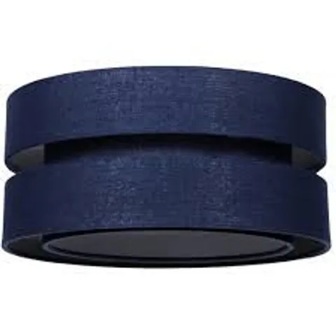 BOXED HAPPY HOMEWARES 3 TIER MIDNIGHT BLUE LINEN FABRIC PENDANT SHADE
