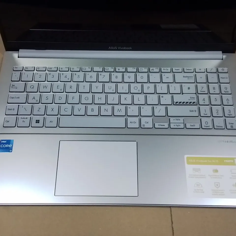 BOXED ASUS VIVOBOOK GO 15 INTEL I-3 LAPTOP IN SILVER