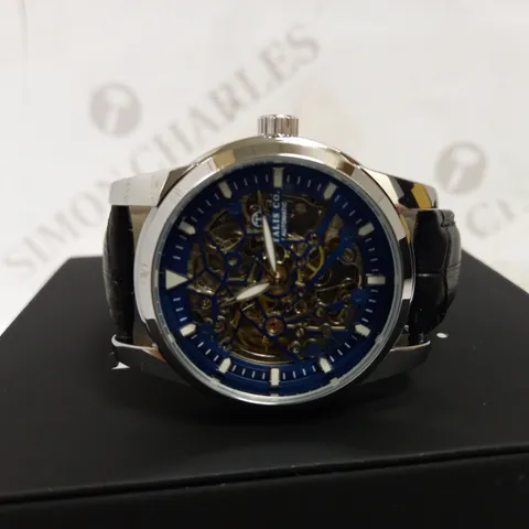 TALIS SKELETON LEATHER STRAP WRISTWATCH