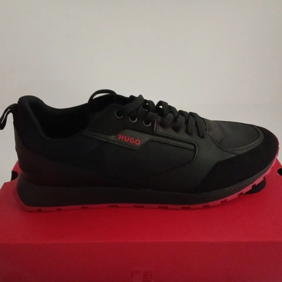 HUGO BOSS BLACK RED TRAINERS UK 9 BOXED