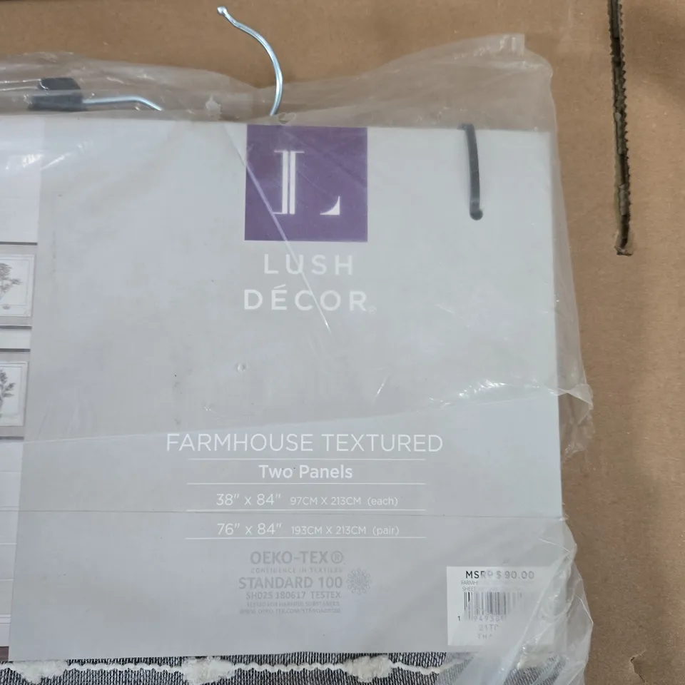 LUSH DECOR FARMHOUSE TEXTURED CURTAINS – TWO PANELS (38 X 84 IN EACH; 76 X 84 IN PAIR)