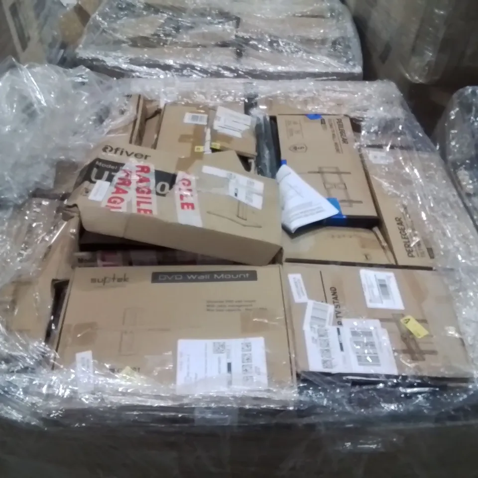 PALLET CONTAINING A LARGE QUANTITY OF TV WALL MOUNTED BRACKETS