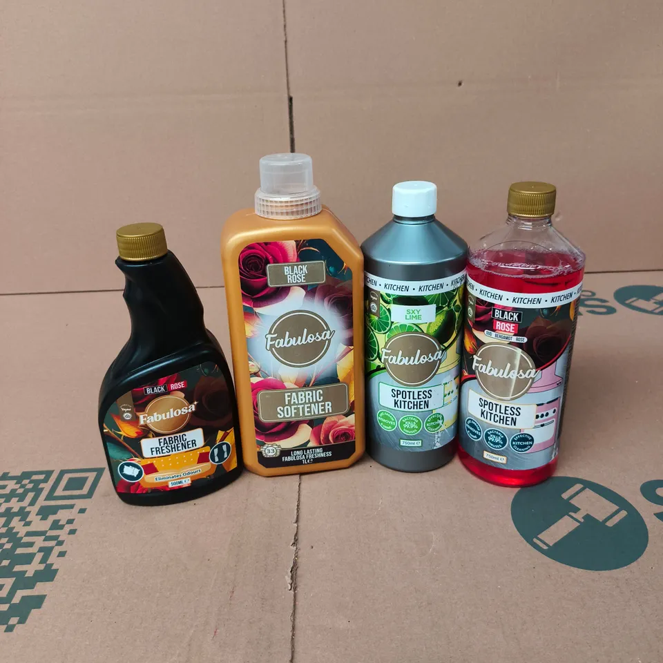 APPROXIMATELY 14 FABULOSA PRODUCTS TO INCLUDE FABRIC FRESHENER, SPOTLESS KITCHEN, FABRIC SOFTENER, ETC