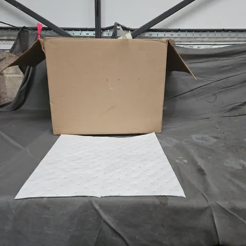 BOX OF APPROXIMATELY 50 OIL CLEAN-UP RAGS.