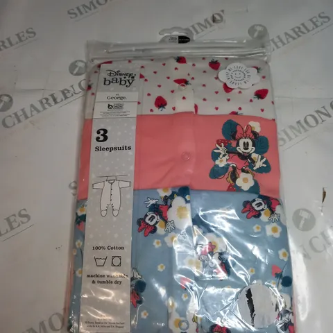 SET OF 3 DISNEY BABY BABYGROWS SIZE 0-3 MONTHS  