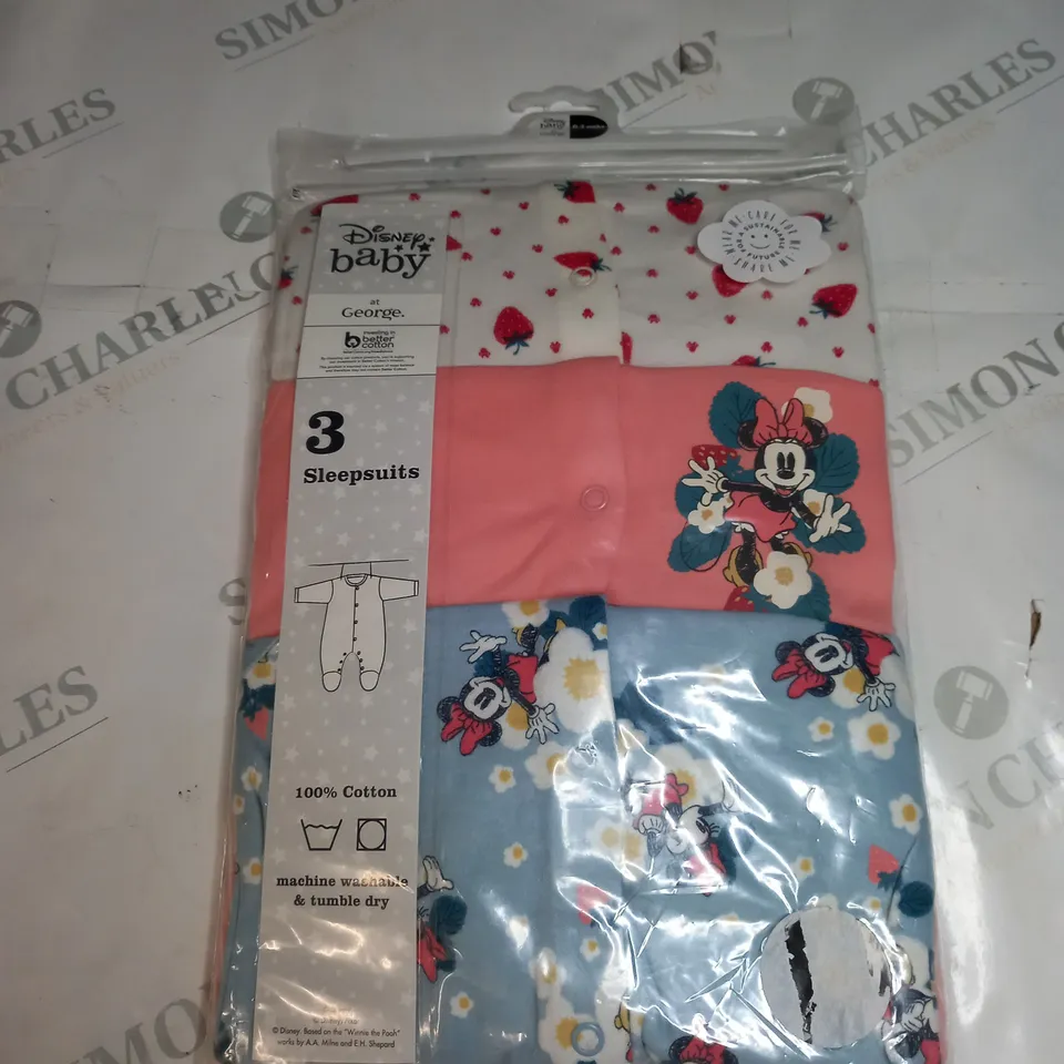 SET OF 3 DISNEY BABY BABYGROWS SIZE 0-3 MONTHS  