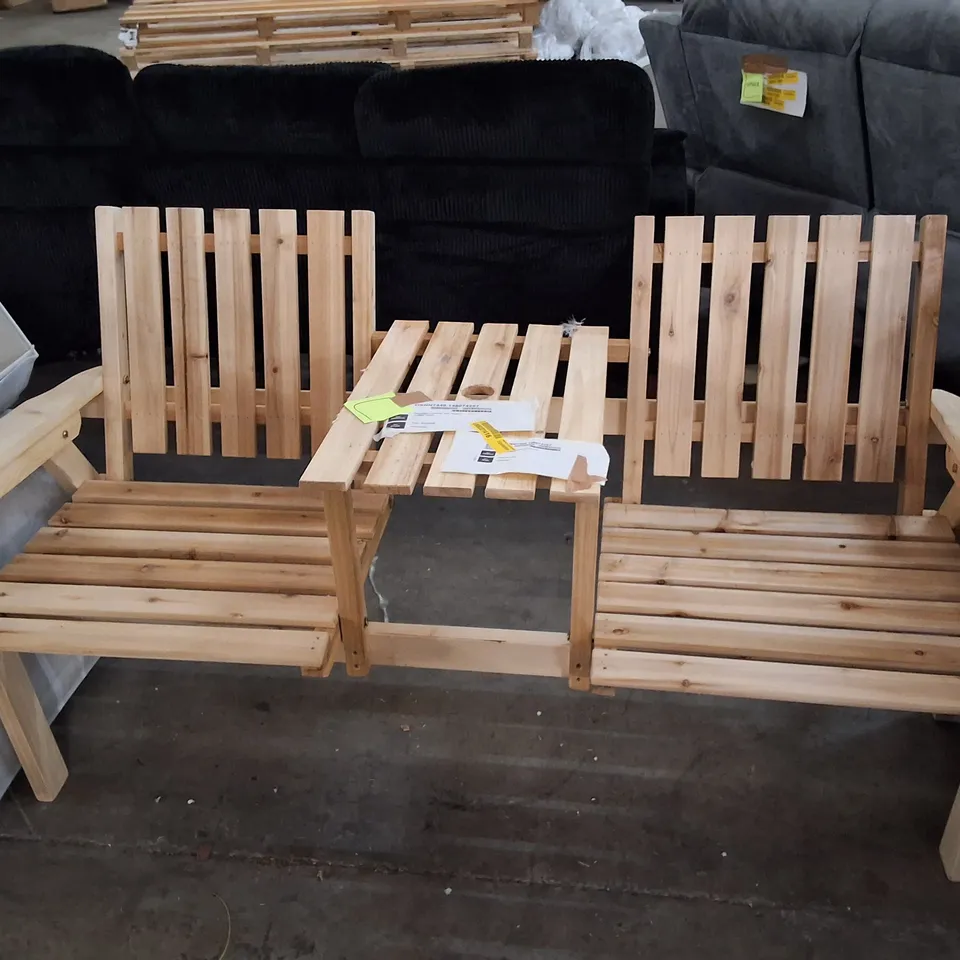 GARDEN LOVESEAT WITH BUILT-IN COFFEE TABLE