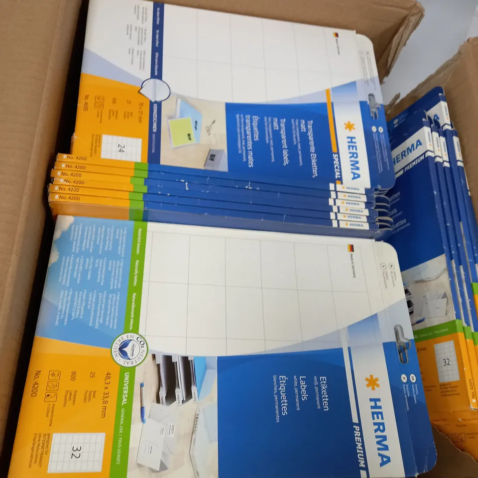 BOX OF 30 ASSORTED HERMA LABELS PREMIUM A4 48.3X33.8 MM