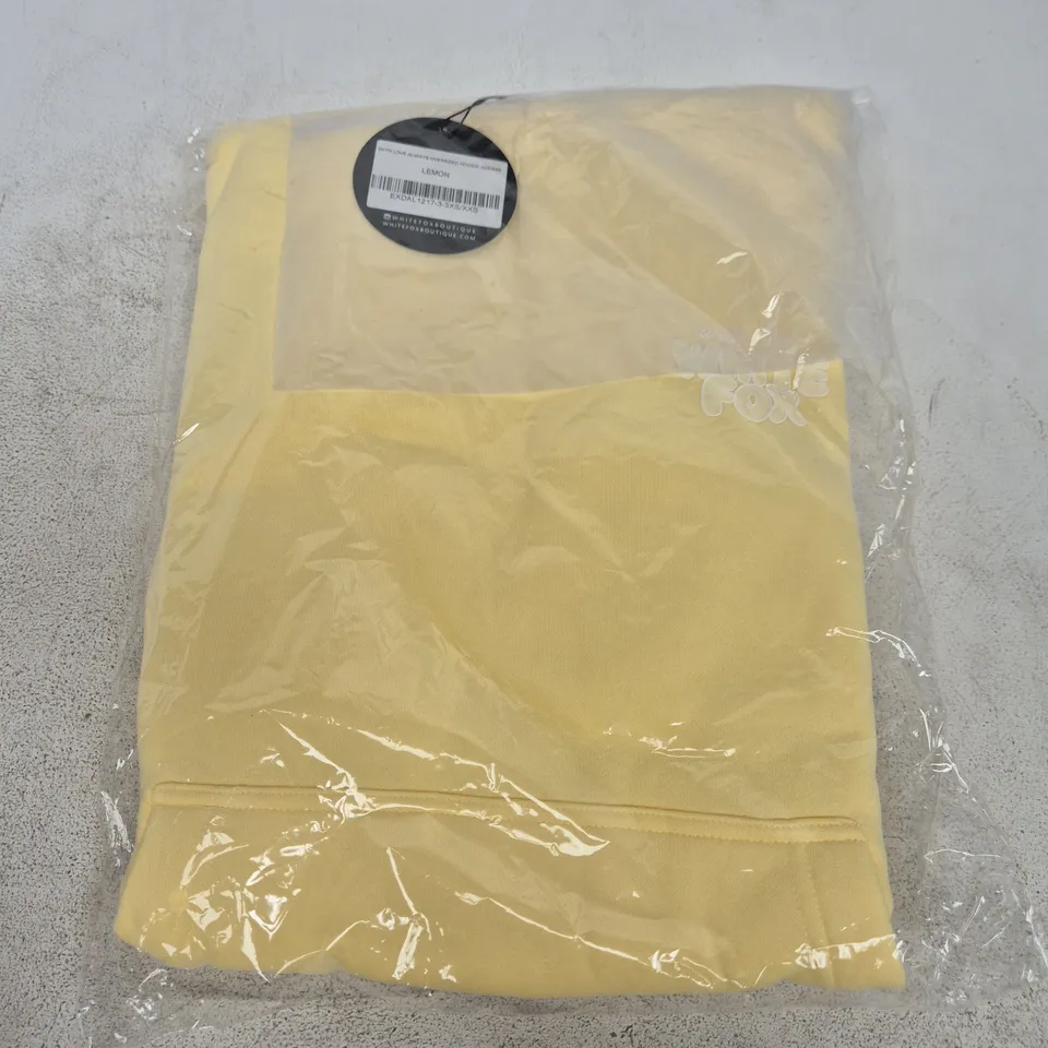 BAGGED WHITE FOX BOUTIQUE WITH LOVE ALWAYS OVERSIZED HOODIE IN YELLOW - 3XS/XXS