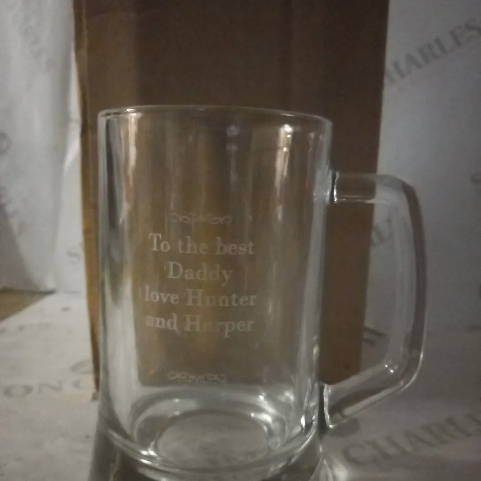 PERSONALISED DECROTIVE GLASS TANKARD - BOXED RRP £15.99