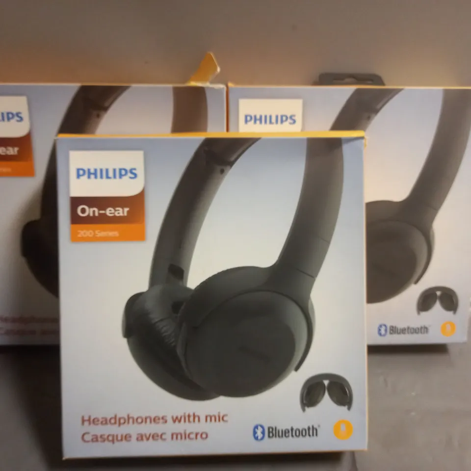 LOT OF 3 PHILIPS ON-EAR 200 SERIES WIRELESS HEADPHONES