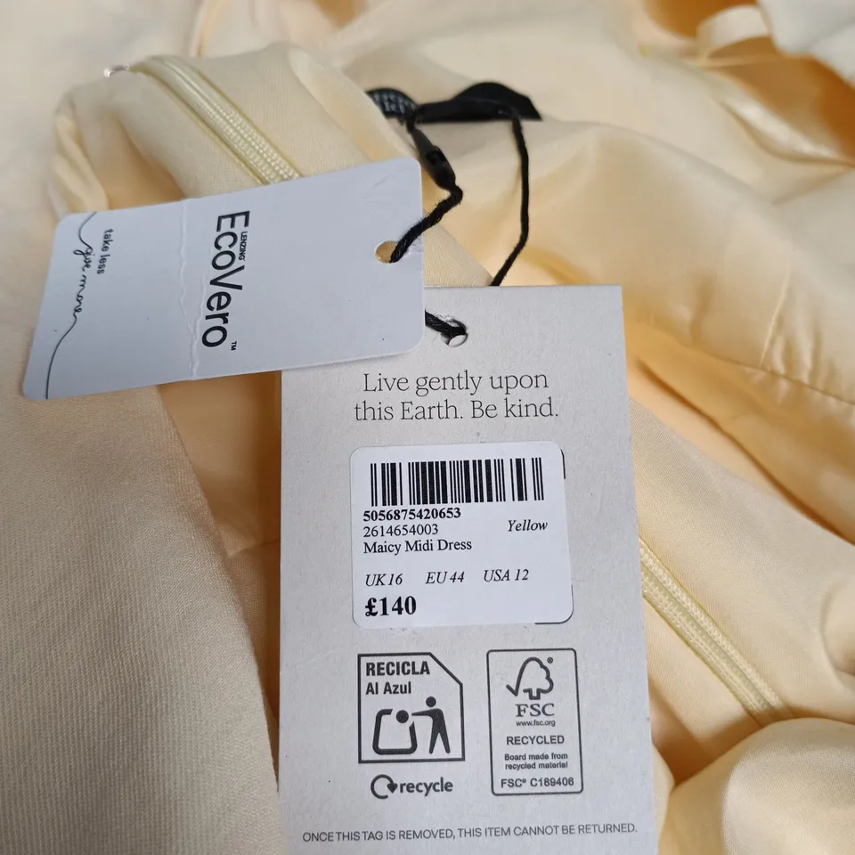 NOBODY'S CHILD MAICY MIDI DRESS – YELLOW, UK 16 (EU 44, USA 12)