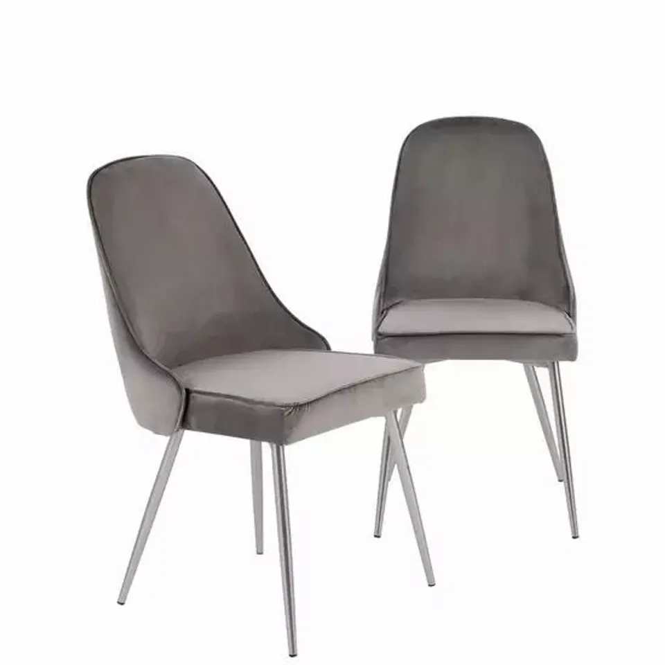 PAIR OF IVY VELVET DINING CHAIRS - CHARCOAL RRP £163