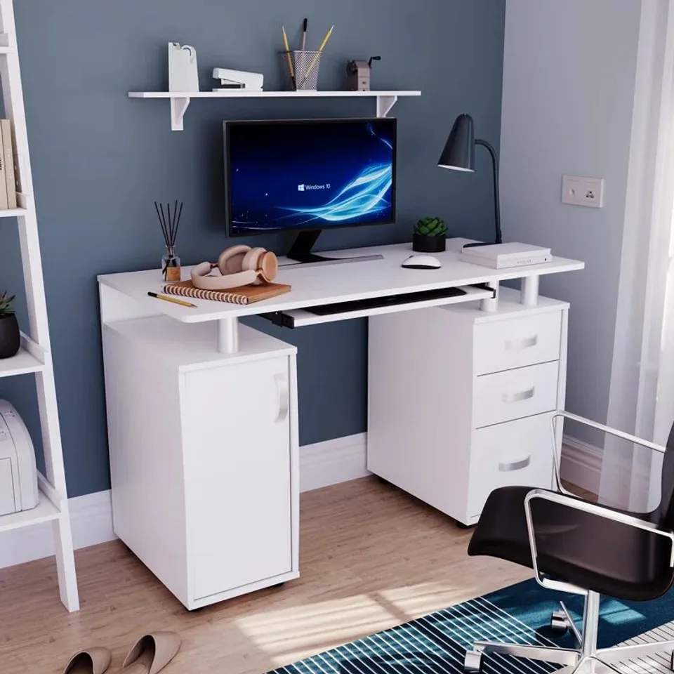 BOXED MUSKOKA OTLEY COMPUTER DESK - WHITE (2 BOXES)