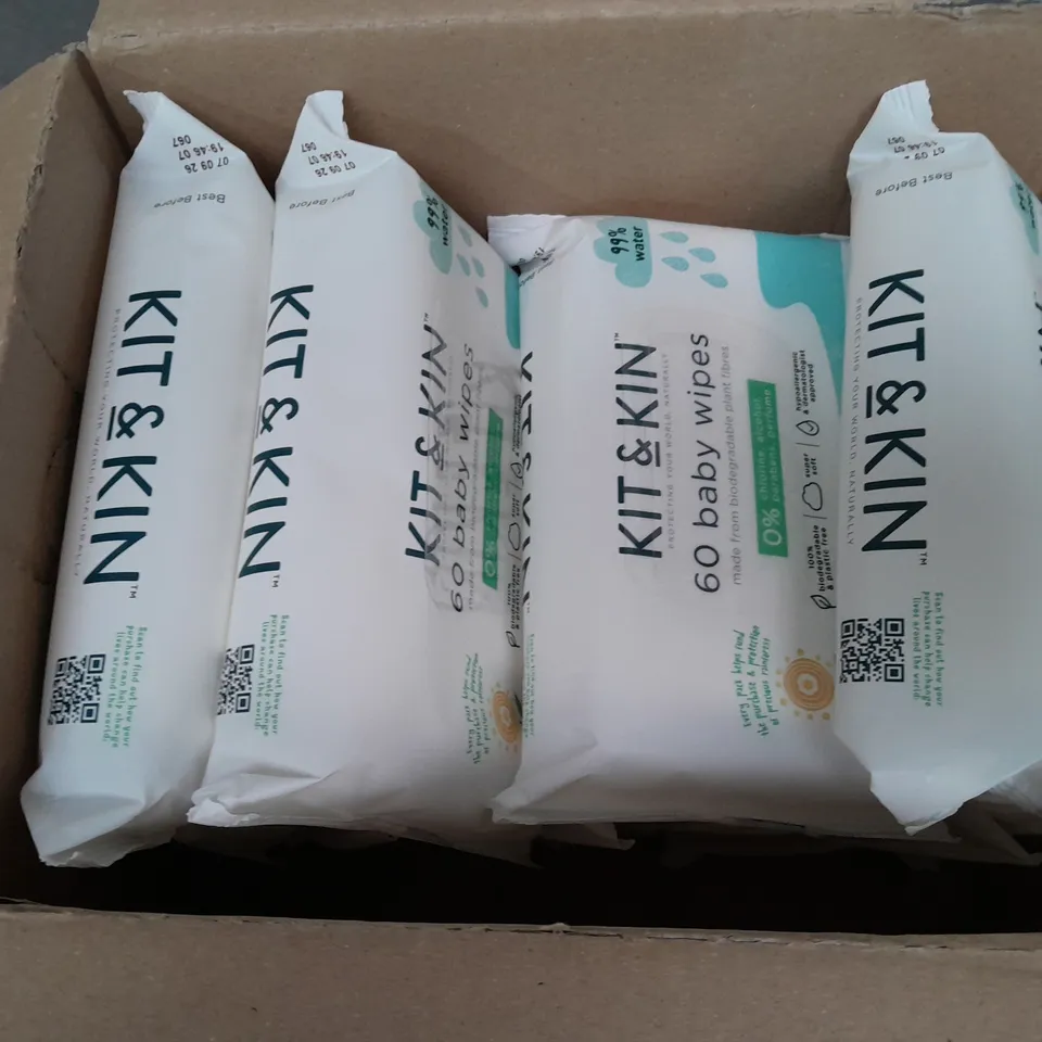 APPROXIMATELY 10 PACKS OF 60 KIT & KIN BABY WIPES 