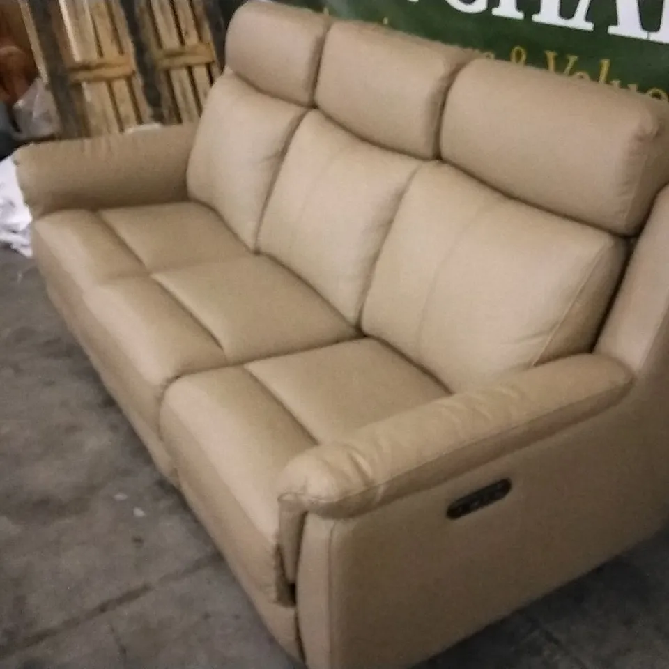 QUALITY DESIGNER MINK LEATHER ELECTRIC RECLINER 3 SEATER SOFA