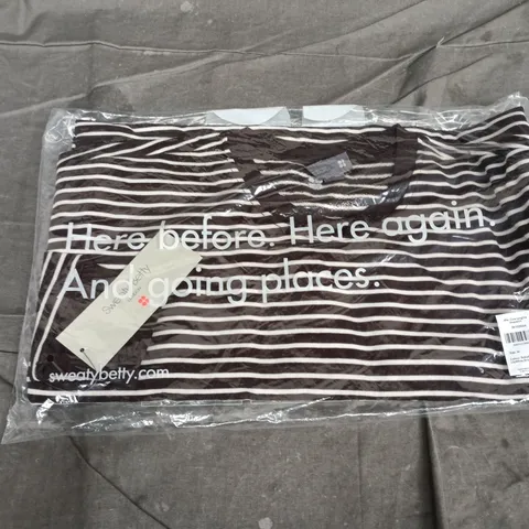 BAGGED SWEATY BETTY AFTER CLASS LONGLINE SWEATSHIRT – DARK STRIPE, SIZE M