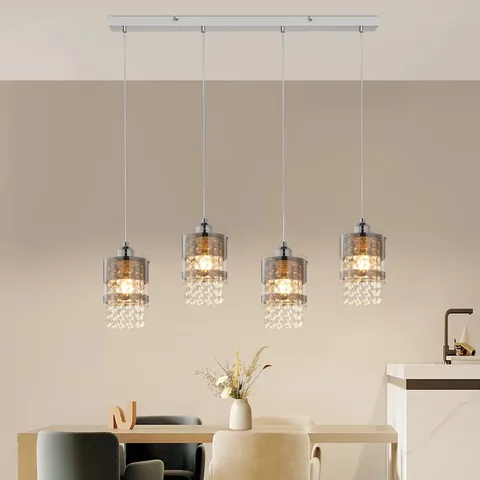 BOXED OSTERHOUDT 4-LIGHT CRYSTAL/KITCHEN ISLAND/CLUSTER MODERN LINEAR LED PENDANT (1 BOX)