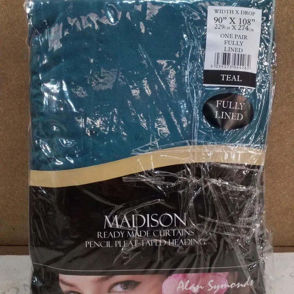 NORUSH MADISON PENCIL PLEAT CURTAINS - 229×274CM - TEAL (SET OF 2)