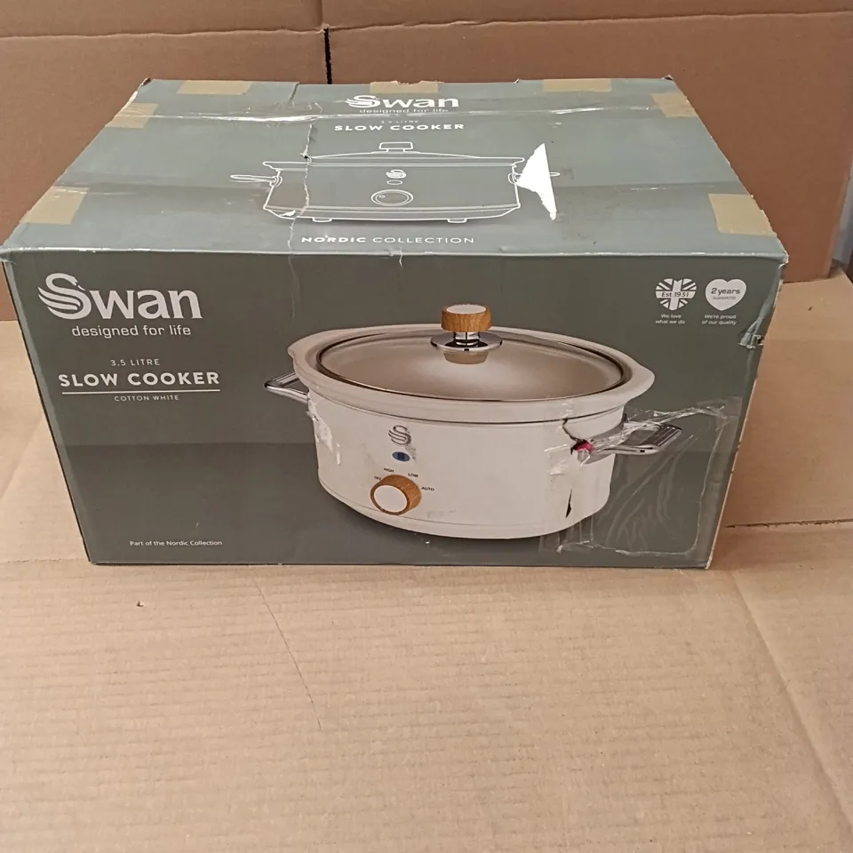 SWAN NORDIC WHITE SLOW COOKER SCANDI DESIGN LARGE 3.5L CAPACITY 3 HEAT SETTINGS SF17021WHTN