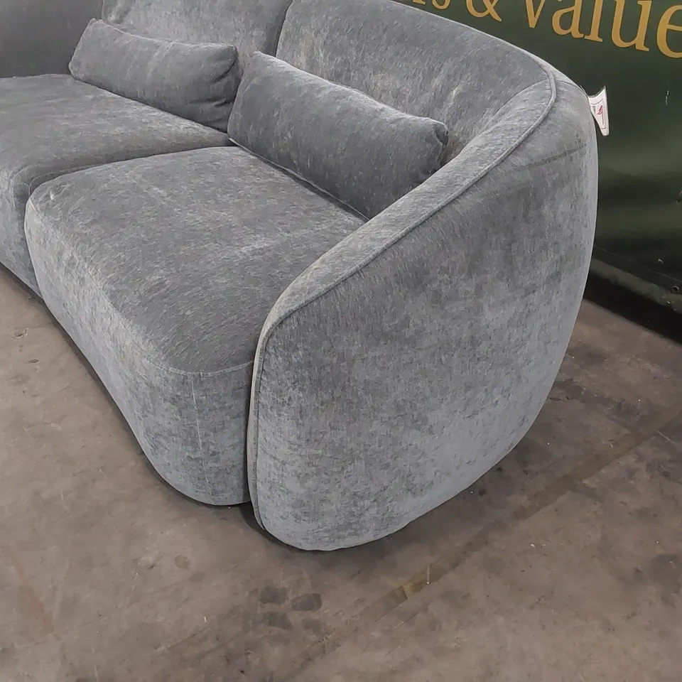 DANETTI ZOEY BLUE GREY FABRIC 3 SEATER SOFA