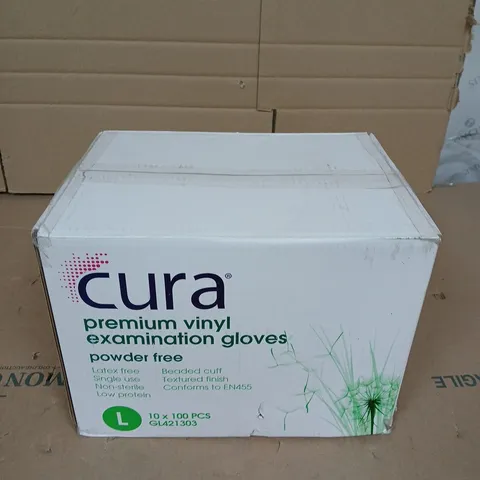 CURA PREMIUM EXAMINATION GLOVES POWDER FREE - 10X100PCS LARGE 